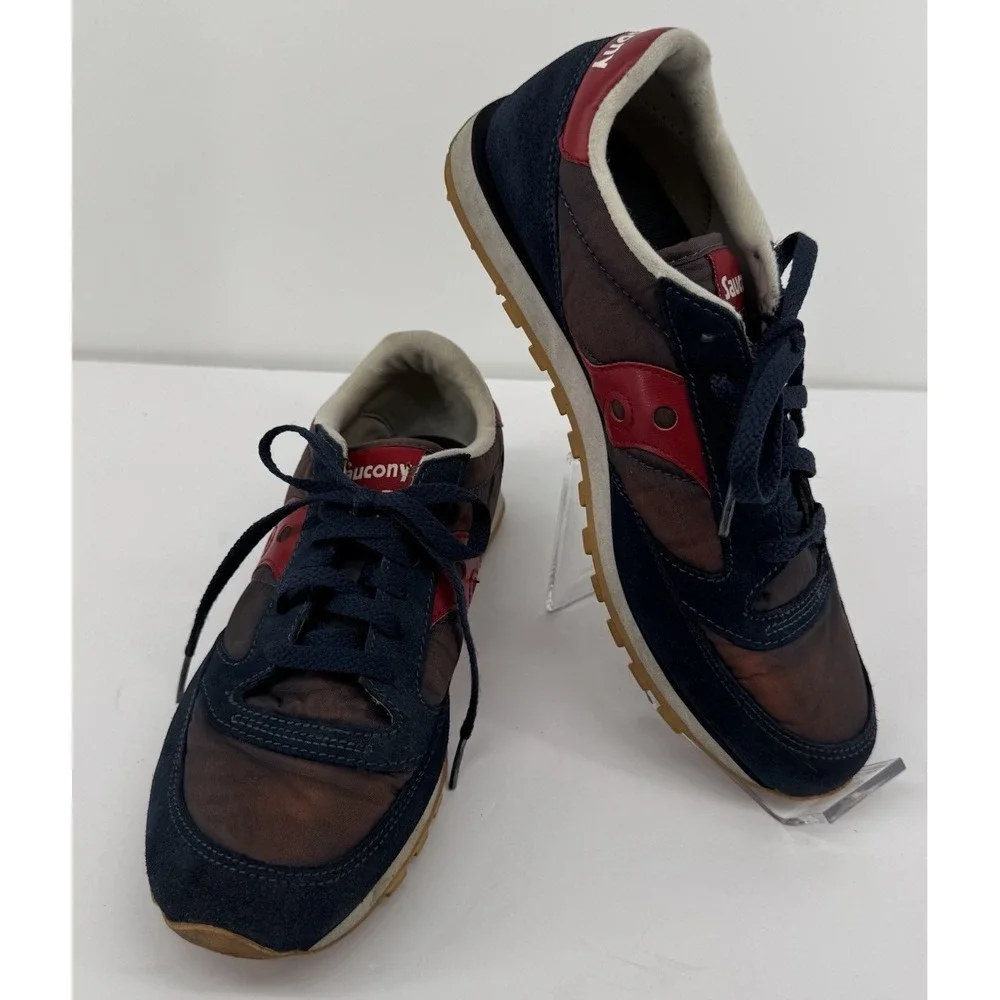 Saucony Jazz Low Pro Navy Red Suede Sneaker's Men's 9 Casual Shoes Y2K Retro